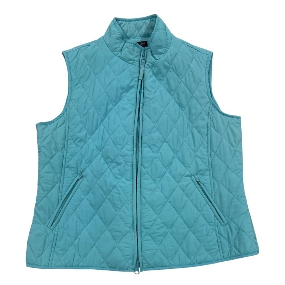 Relativity Quilted Puffer Vest Zip Lightweight Diamond Stitch Teal Size Medium